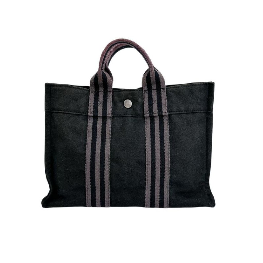 Hermes Canvas Handbag Fourre Tout Pm Tote Bag Black